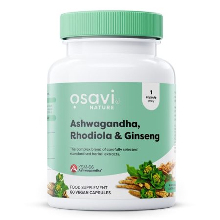 Ashwagandha + Rhodiola és ginseng - 60 vegán kapszula