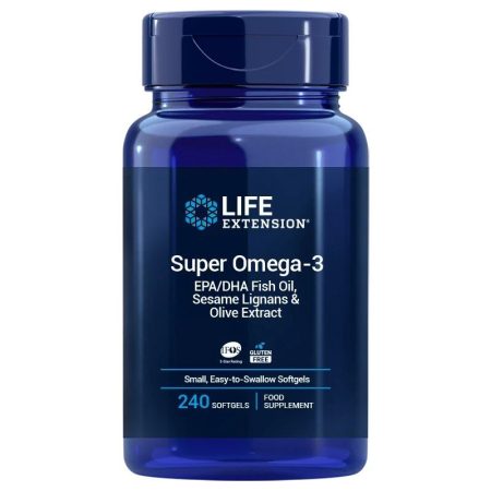LIFE EXTENSION Super Omega-3 EPA/DHA szezámlignánokkal és olíva-kivonattal - EU-változat (240 könnyen lenyelhető sgels)