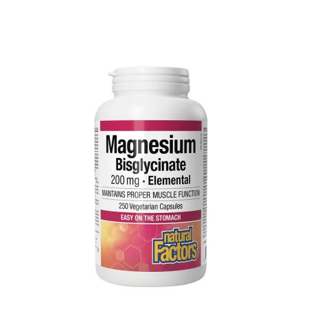 Natural Factors tiszta magnézium-bisglicinát 200 mg (250 kapszula)
