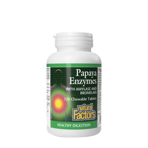 Natural Factors papaya-enzimek amilázzal és bromelainnel (120 rágótabletta)