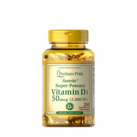 Puritan's Pride D3-vitamin 2000 NE (200 lágykapszula)
