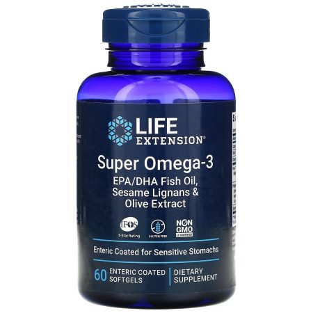 Super Omega-3 EPA/DHA with Sesame Lignans & Olive Extract - 60 enteric coated softgels