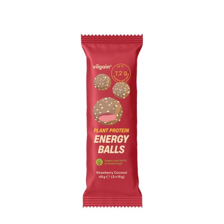 Vilgain növényi fehérjés energialabdák BIO eper-kókusz (45 g)