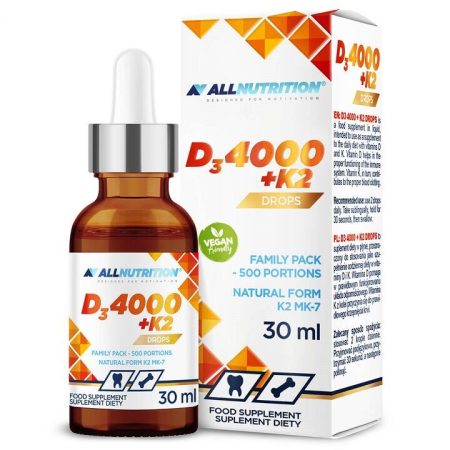 D3-vitamin 4000 + K2 cseppek - 30 ml.