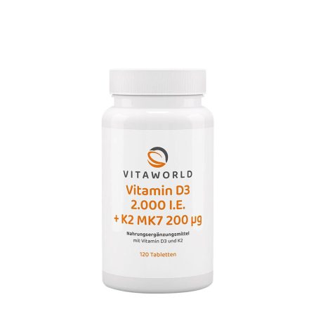 Vitaworld D3-vitamin 2000 NE + K2 MK7 200 mcg (120 tabletta)