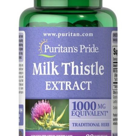 Máriatövis - Puritan's Pride Milk Thistle 4:1 Extract 1000 mg (Silymarin) (90 lágyzselatin kapszula)
