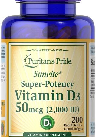 Puritan's Pride Vitamin D3 2000 IU (200 lágyzselatin kapszula)