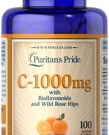 Puritan's Pride Vitamin C-1000 mg with Bioflavonoids & Rose Hips (100 Caplets)